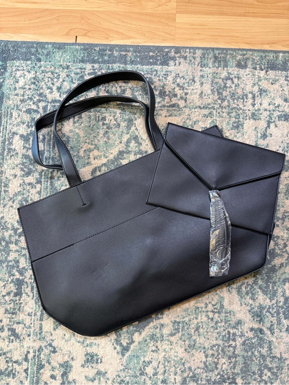 summer & rose Black Tote with Matching Envelope Clutch